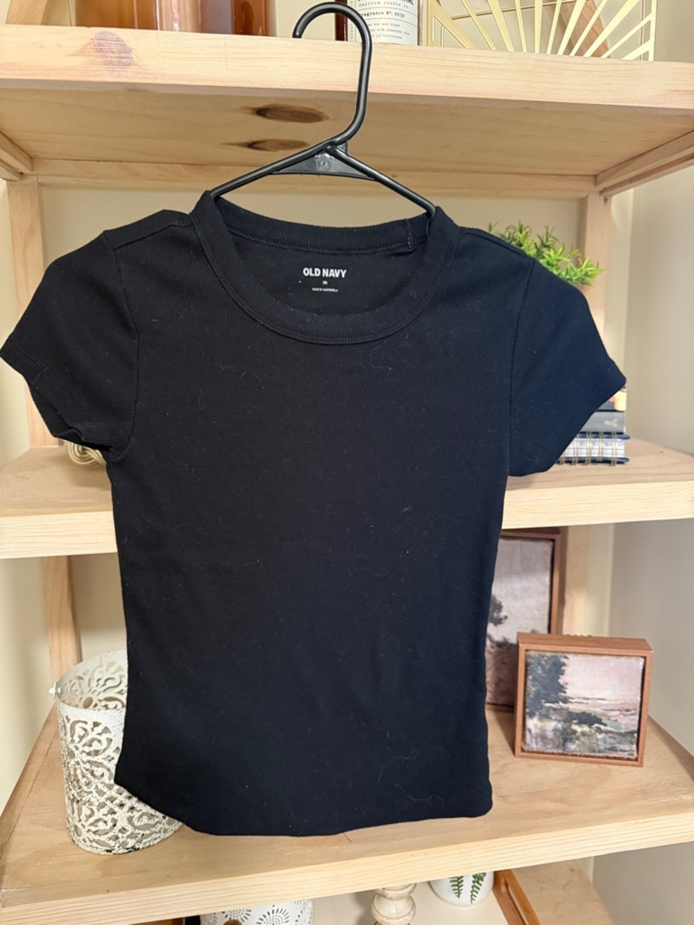 Old Navy Black Ribbed Crewneck Tee